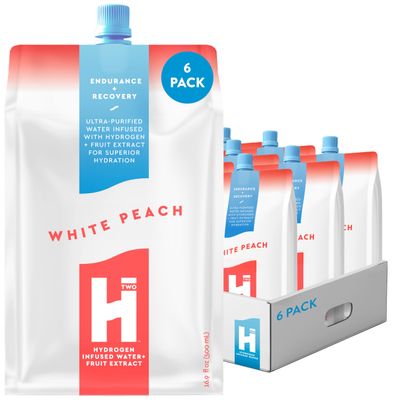 HTWO Premium Molecular Hydrogen Water, White Peach Flavor, Sugar Free, 16.9oz 6 Pack, Energy Sports Drink, Performance & Recovery Support, Alternative to Hydrogenated Tablet & Hydrogen Bottle, 15 ppm