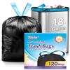 18 Gallon 120 Counts Strong Drawstring Trash Bags Garbage Bags by Teivio, Bathroom Trash Can Bin Liners, Plastic Bags for home office kitchen, Black view 1