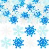 Ephlyn 60Pcs Edible Snowflake Cupcake Toppers Winter Cupcake Picks Water Paper Winter Frozen Cake Decorations for Snowflake Theme Baby Shower Kids Birthday Party Supplies Blue White view 3