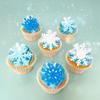Ephlyn 60Pcs Edible Snowflake Cupcake Toppers Winter Cupcake Picks Water Paper Winter Frozen Cake Decorations for Snowflake Theme Baby Shower Kids Birthday Party Supplies Blue White view 4