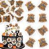 Ephlyn 54Pcs Edible Halloween Cupcake Toppers Wafer Paper Trick or Treat Cake Toppers Spooky Season Cupcake Picks for Halloween Eve Theme Party Birthday Decor Supplies Orange White view 1