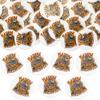 Ephlyn 54Pcs Edible Halloween Cupcake Toppers Wafer Paper Trick or Treat Cake Toppers Spooky Season Cupcake Picks for Halloween Eve Theme Party Birthday Decor Supplies Orange White view 3