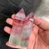 160g 2pcs Rainbow Candy Fluorite Tower - Cosmic Candy Energy for Creativity & Clarity Hand-Polished Crystal with Electric Color Bands | Ultimate Focus Obelisk for Artists & Healers view 2