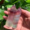 160g 2pcs Rainbow Candy Fluorite Tower - Cosmic Candy Energy for Creativity & Clarity Hand-Polished Crystal with Electric Color Bands | Ultimate Focus Obelisk for Artists & Healers view 3