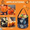 Blue Snowball Painting Candy Bucket, Reusable Halloween Trick Or Treat Bags with Handle, Portable Candy Bag for Christmas, Party & Holiday Gift view 3