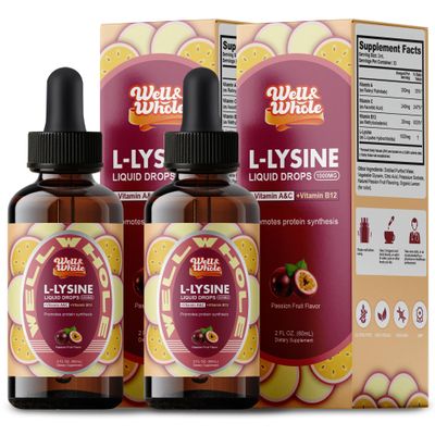 L-Lysine Supplement Liquid Drops | L-Lysine 1000mg Tincture with Vitamin A, C, and B12 for Adults & Kids | Immune Support, Skin & Lips Health, Collagen Synthesis | Non-GMO, Vegan, 4 Fl Oz (120 ML)