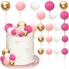 Ephlyn 32Pcs Mini Balls Cake Toppers Foam Balls DIY Cake Topper Inserts for Birthday Wedding Baby Shower Anniversary Cake Decorations Supplies Gold White Pink Rose Red view 1