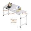Adjustable Overbed Table with Wheels, Tilting Laptop Desk, Rolling Bed Desk, Mobile Overbed Table for Home & Hospital(Oak) view 2