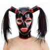 WJPTDKJ Latex Hood Latex Head Cover with Double Ponytail Natural Latex Open Eyes Mouth for Novelty Latex Club Garment(Size:XXL-73CM) view 1