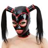 WJPTDKJ Latex Hood Latex Head Cover with Double Ponytail Natural Latex Open Eyes Mouth for Novelty Latex Club Garment(Size:XXL-73CM) view 2