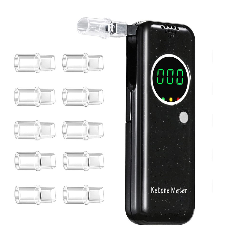 Breath Ketosis Meter Professional Ketone Breath Monitoring Analyzer High Accuracy Ketone Breath Tester, Digital Ketone Meter Tracing Your Ketosis Status, Breath Ketosis Tester with 10 Mouthpieces