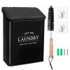 Fantasyon Magnetic Lint Bin with Lint Brush for Laundry Room Decor Farmhouse Rustic Metal Wall Mounted Lint Box Holder Keeper Organization Lint Trash Can with lid for Dryer (black) view 1