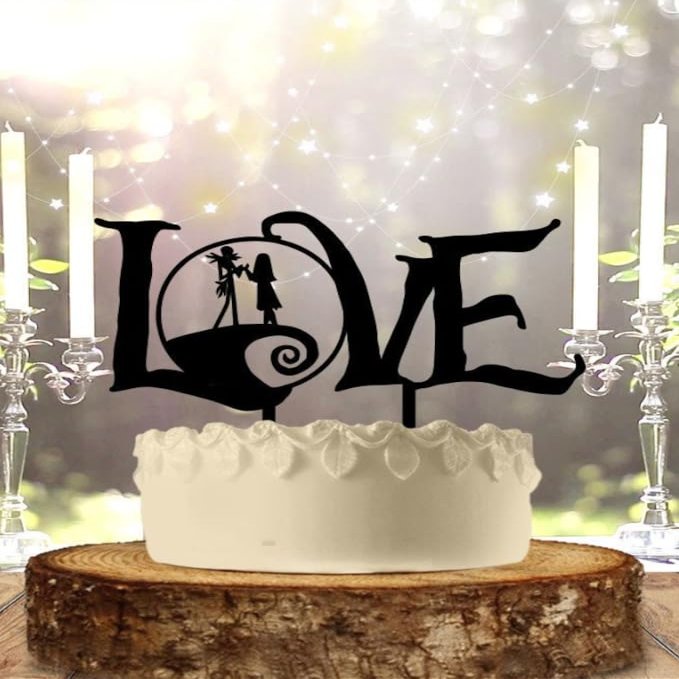 Romantic Love Wedding Cake Topper, Black Silhouette Design, Acrylic Decorative Couple Figurine, Elegant Anniversary Party Decoration