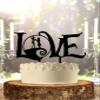 Romantic Love Wedding Cake Topper, Black Silhouette Design, Acrylic Decorative Couple Figurine, Elegant Anniversary Party Decoration view 1