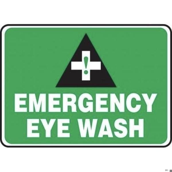 SAFETY SIGN EMERGENCY EYE WASH 10 in x 14 in, Mfr: FRMFSD984XL-A