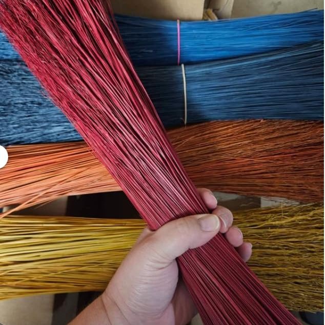 8oz Hand Dyed Broomcorn Broom Straw for Witch Crafts & DIY Broom Making (Dark Blue, 16")