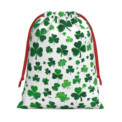 DCEHGEW happy st patrick's day Soft Drawstring Gift Wrapping Bags, Reusable Polyester Pouch Storage Bag for Christmas, Halloween, Party Favors, Jewelry, Medium Size: 11.8x15.8 inches