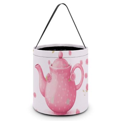 KLWQR Teapot Halloween Trick Or Treat Bags with Handles Christmas Candy Bucket Portable Reusable Goody Buckets Tote Bags for Halloween Party Favor Supplies