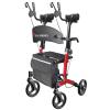 Aliseniors Upright Walker, Stand Up Rollator Walker with Seat, Foldable 4 Wheel Rolling Walker, Medical Aluminum Walkers for Seniors, Adjustable Padded Armrests, 8" Wheels, Supports 250lbs, Red view 1