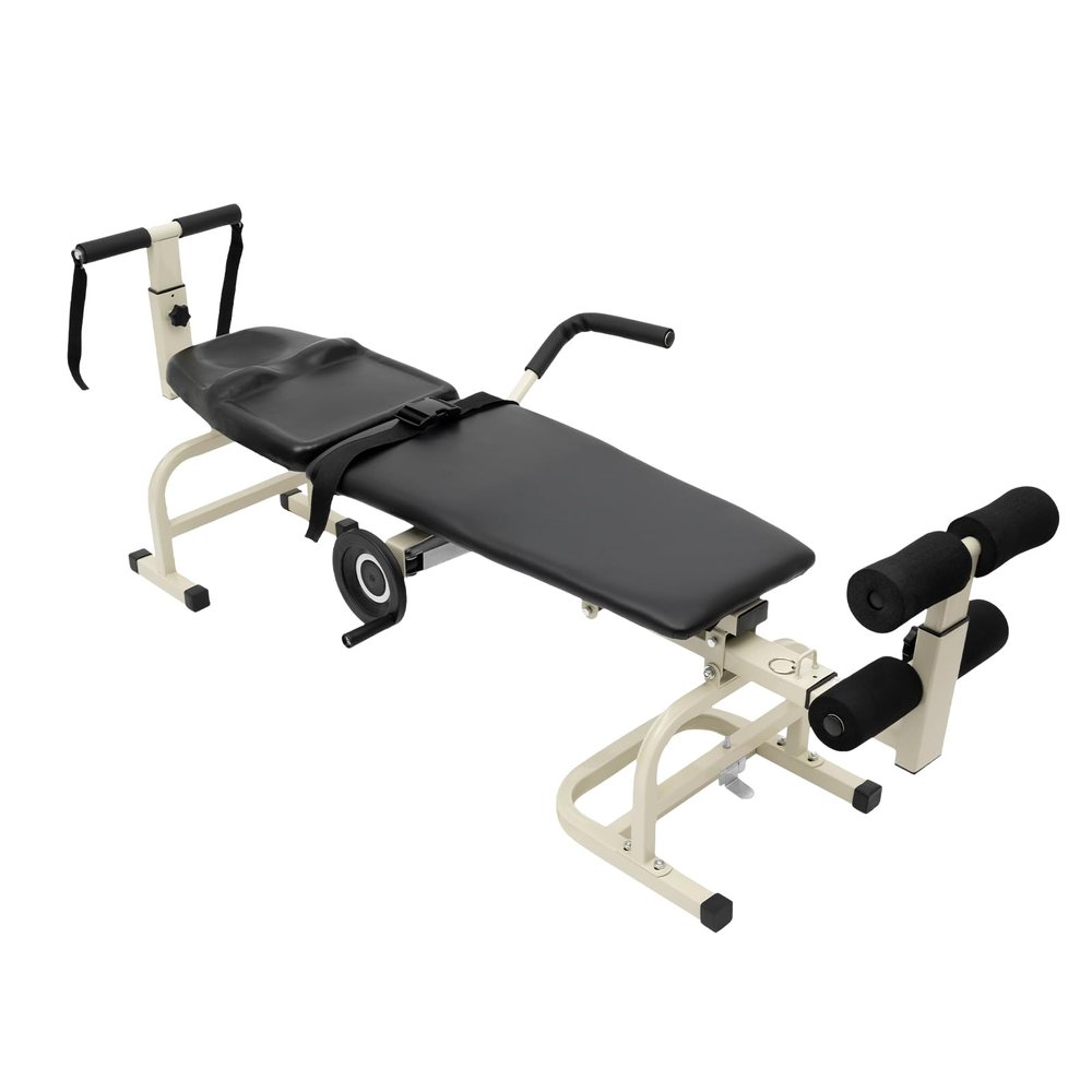 RoxYrabxy Lumbar Traction Bed, Multifunctional Folding Massage Bed, Body Stretcher Traction, Spine Cervical Massage Traction with Protective Clothing for Cervical Spine Body Stretching