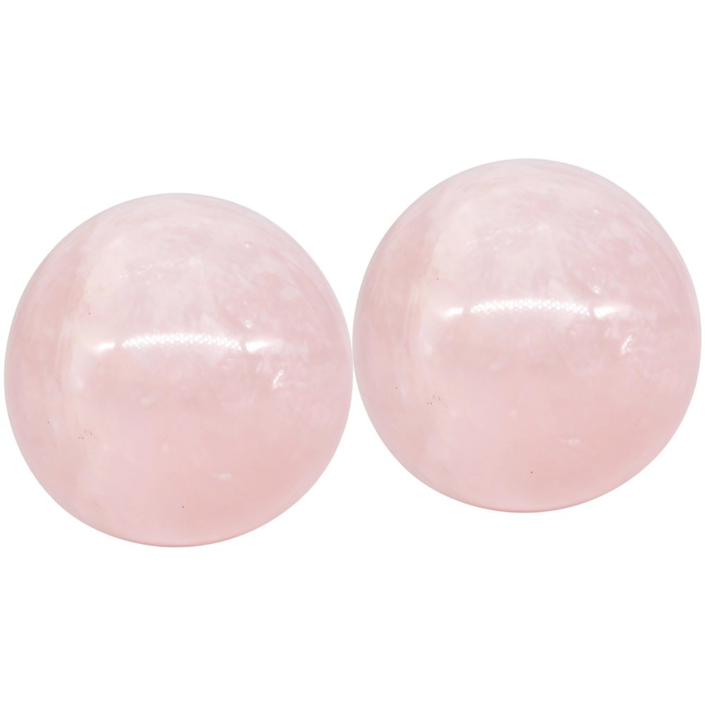 2 Pcs 3 Cm Rose Quartz Baoding Balls, Hand Exercise, Stress Relief, Arthritis Therapy, Includes Wooden Base, Meditation & Finger Strength
