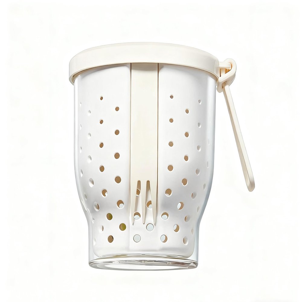 Portable Fruit Cup with Drainage Lid & Foldable Handle