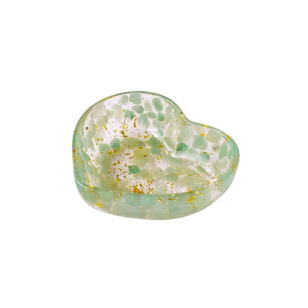 1pc Natural Crystal Crushed Stone Drip Love Bowl Ornament Incense Holder Base Resin Crafts Home Desktop Decorative Plate