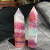 184g 2pcs Rainbow Candy Fluorite Tower - Cosmic Candy Energy for Creativity & Clarity Hand-Polished Crystal with Electric Color Bands | Ultimate Focus Obelisk for Artists & Healers view 1