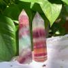 184g 2pcs Rainbow Candy Fluorite Tower - Cosmic Candy Energy for Creativity & Clarity Hand-Polished Crystal with Electric Color Bands | Ultimate Focus Obelisk for Artists & Healers view 2