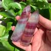 184g 2pcs Rainbow Candy Fluorite Tower - Cosmic Candy Energy for Creativity & Clarity Hand-Polished Crystal with Electric Color Bands | Ultimate Focus Obelisk for Artists & Healers view 3