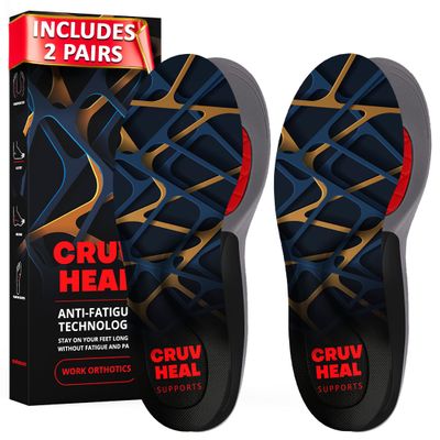 2 Packs of Work Orthotic Insoles - Anti Fatigue Medium Arch Support Shoe Insert Men Women - Plantar Fasciitis Flat Feet - Relieve Foot Pain - Work Boot Insoles Standing All Day (XL, Blue)
