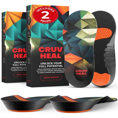 2 Packs of Sport Shock Absorbing Insoles - Basketball Athletic Shoe Cushioning Inserts Men Women - Ideal for Active Sports Running Training - Neutral Arch for Sneakers Shoes, L