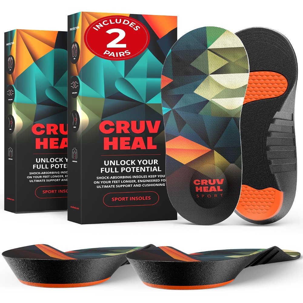 2 Packs of Sport Shock Absorbing Insoles - Basketball Athletic Shoe Cushioning Inserts Men Women - Ideal for Active Sports Running Training - Neutral Arch for Sneakers Shoes, L