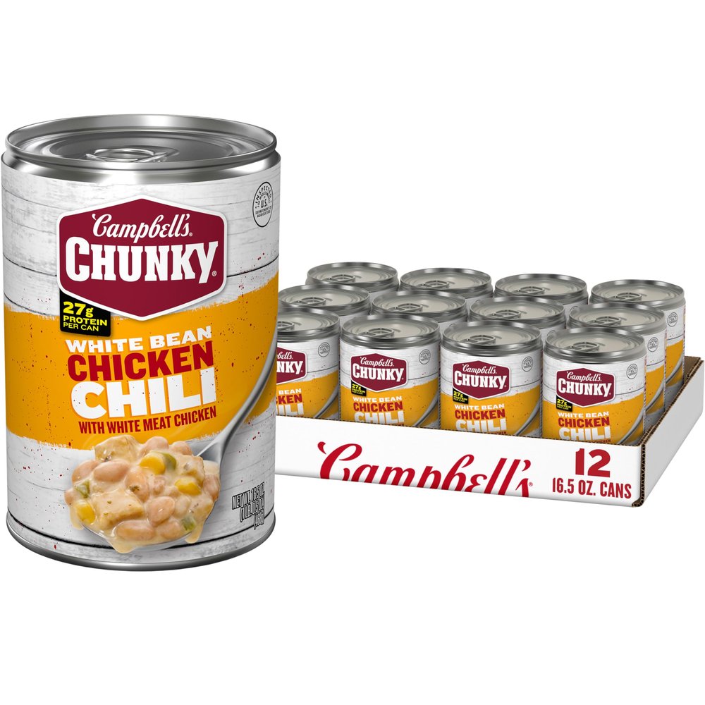 Campbells Chunky White Bean Chicken Chili, 16.5 oz Can (Pack of 12)