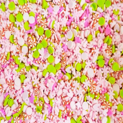 C.L.W. Holiday, Acid Green with Pink Hearts and Snowflakes Sprinkle Mix, Polymer Clay Fake Sprinkles, Decoden Funfetti Jimmies rdnqu (Bag: 30 Grams)