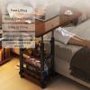 Mobile Over The Bed and Recliner Overbed Table, Portable Rolling Desk, Mobile Small Standing Desk, Rolling Laptop Stand, Computer Cart, Tray Table for Home Use(Brown) view 2