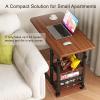 Mobile Over The Bed and Recliner Overbed Table, Portable Rolling Desk, Mobile Small Standing Desk, Rolling Laptop Stand, Computer Cart, Tray Table for Home Use(Brown) view 3