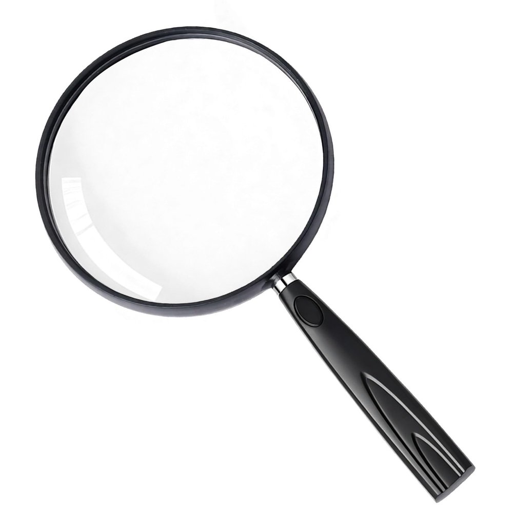 Feosky Handheld Reading Magnifier, 10X Magnifier, 130mm Shatterproof Lens, Non-Slip Handle for Adults Close Work, Seniors Reading and Nature Exploration, Hobby Observation(Black)