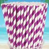 100 Packs Purple Biodegradable Striped Paper Straws, Disposable Drinking Straws for Birthday Carnival Summer Pool Party Wedding Baby Shower Halloween Christmas Party Decoration Supplies view 3