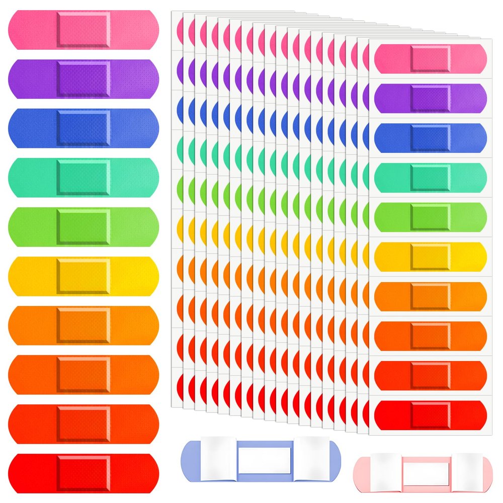 180Pcs Kids Bandages Bulk, Children's Colorful Flexible Adhesive Bandages 10 Colors Neon Waterproof Breathable Strip Protect Cuts and Scrapes for Children Toddlers, 2.83'' x 0.75''
