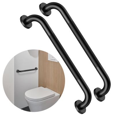 16 Inch Anti Slip Grab Bar for Shower, 2 Pack Munzong Oil Rubbed Black Bathroom Grab Bar, Knurled Handicap Balance Bar,Safety Hand Rail Support Elderly Senior