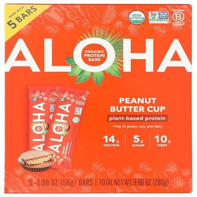 ALOHAi Organic Plant Based Protein Bars, Peanut Butter Cup, 1.98-Ounce (5 Bars)