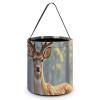 Sika Deer Candy Bucket, Reusable Halloween Trick Or Treat Bags with Handle, Portable Candy Bag for Christmas, Party & Holiday Gift view 1