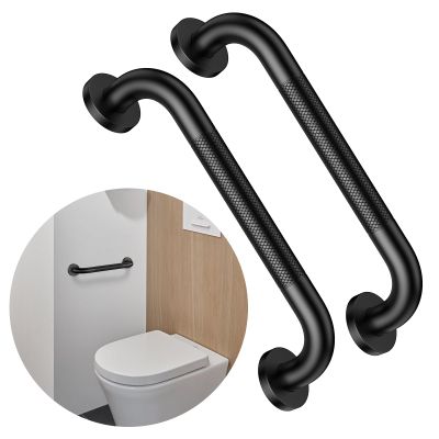 12 Inch Anti Slip Bathroom Grab Bar, 2 Pack Munzong Oil Rubbed Black Shower Grab Bar for Bathtubs, Knurled Handicap Balance Bar,Safety Hand Rail Support Elderly Senior