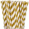100 Packs Brown Biodegradable Striped Paper Straws, Disposable Drinking Straws for Birthday Carnival Summer Pool Party Wedding Baby Shower Halloween Christmas Party Decoration Supplies view 1