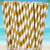 100 Packs Brown Biodegradable Striped Paper Straws, Disposable Drinking Straws for Birthday Carnival Summer Pool Party Wedding Baby Shower Halloween Christmas Party Decoration Supplies view 3