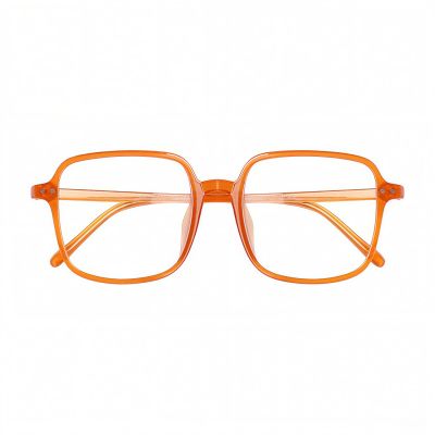 AOOLIA Square Reading Glasses Oversized Full Rim Spectacles Trendy Blue Light Blocking Reader Eyeglasses Lightweight Eyewear (Orange, 1.25, x)