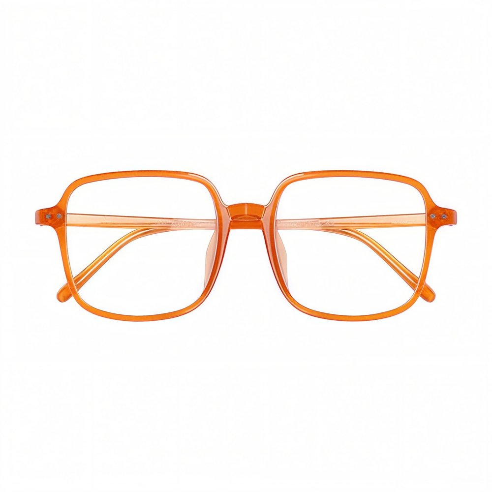 AOOLIA Square Reading Glasses Oversized Full Rim Spectacles Trendy Blue Light Blocking Reader Eyeglasses Lightweight Eyewear (Orange, 1.25, x)
