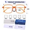 AOOLIA Square Reading Glasses Oversized Full Rim Spectacles Trendy Blue Light Blocking Reader Eyeglasses Lightweight Eyewear (Orange, 1.25, x) view 2