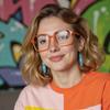 AOOLIA Square Reading Glasses Oversized Full Rim Spectacles Trendy Blue Light Blocking Reader Eyeglasses Lightweight Eyewear (Orange, 1.25, x) view 4